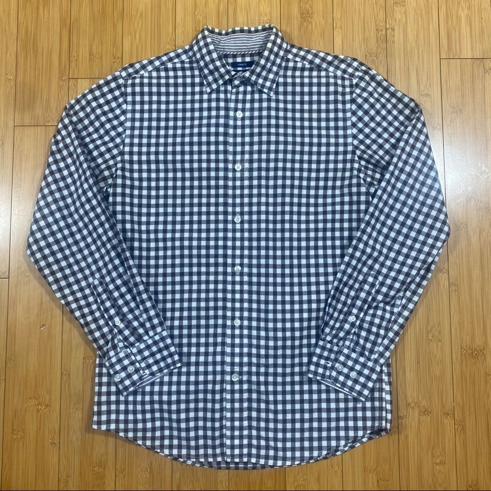 Men's Medium Dress Shirt - Brown & White Plaid - GAP